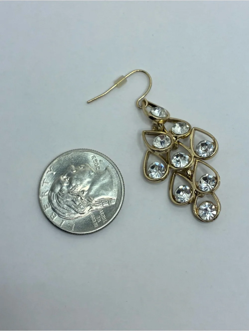 Jules B. Diamond And Gold Colored Chandelier Dangle Teardrop Boutique Earrings